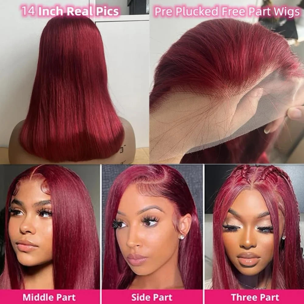 Burgundy Straight Lace Front Wig