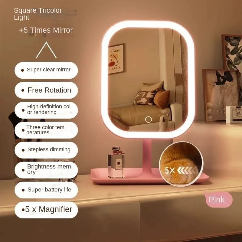Illuminated Desktop Makeup Mirror