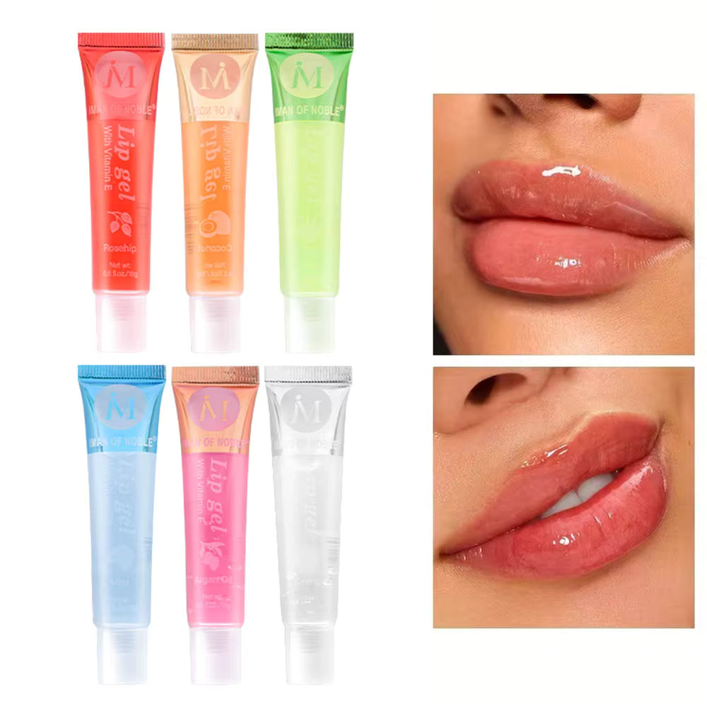 6Pcs Fruity Flavor Watery Glossy Lip Gloss Set – Hydrating Clear Lip Gel