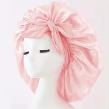 Satin Silk Sleep Bonnet – Adjustable Tie Band Hair Bonnet for Women & Men
