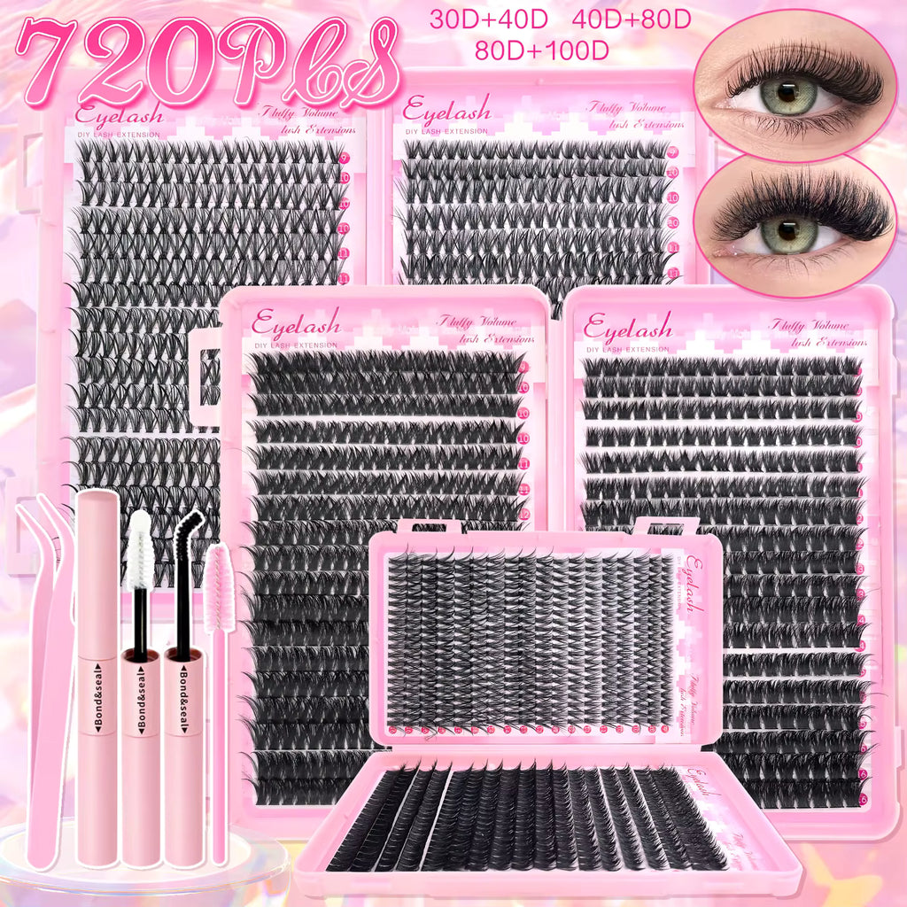 DIY Lash Extension Kit – Clusters Individual Eyelashes 9-16mm