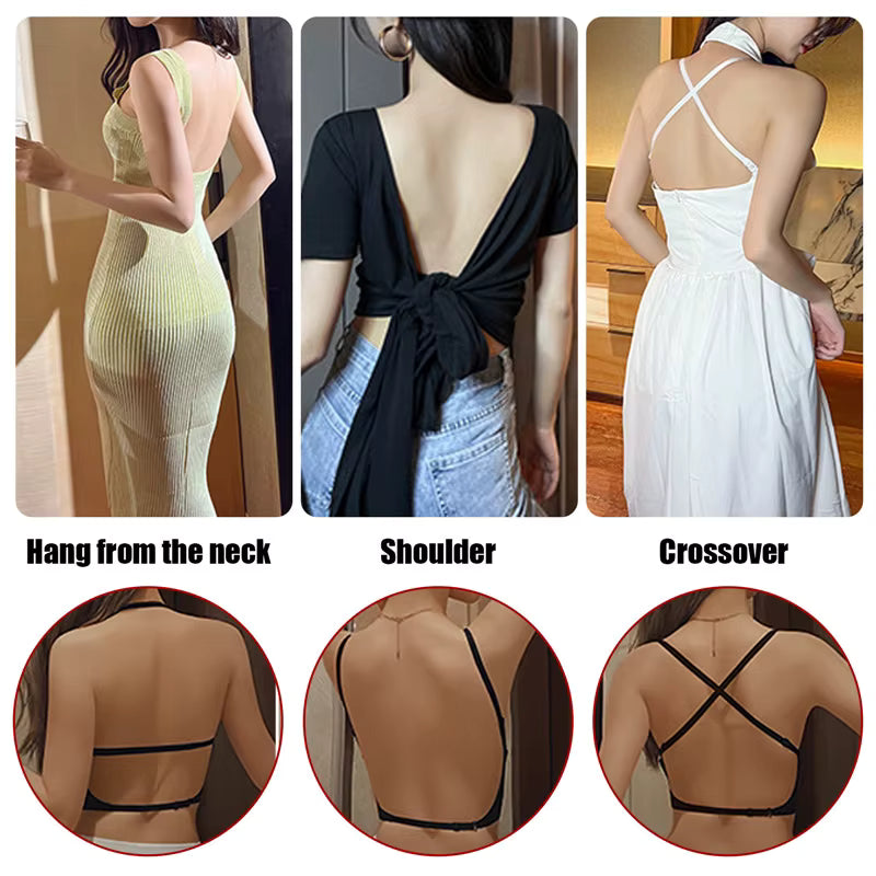 Women's Invisible Deep U Plunge Bra – Backless, Strapless Push Up Lingerie