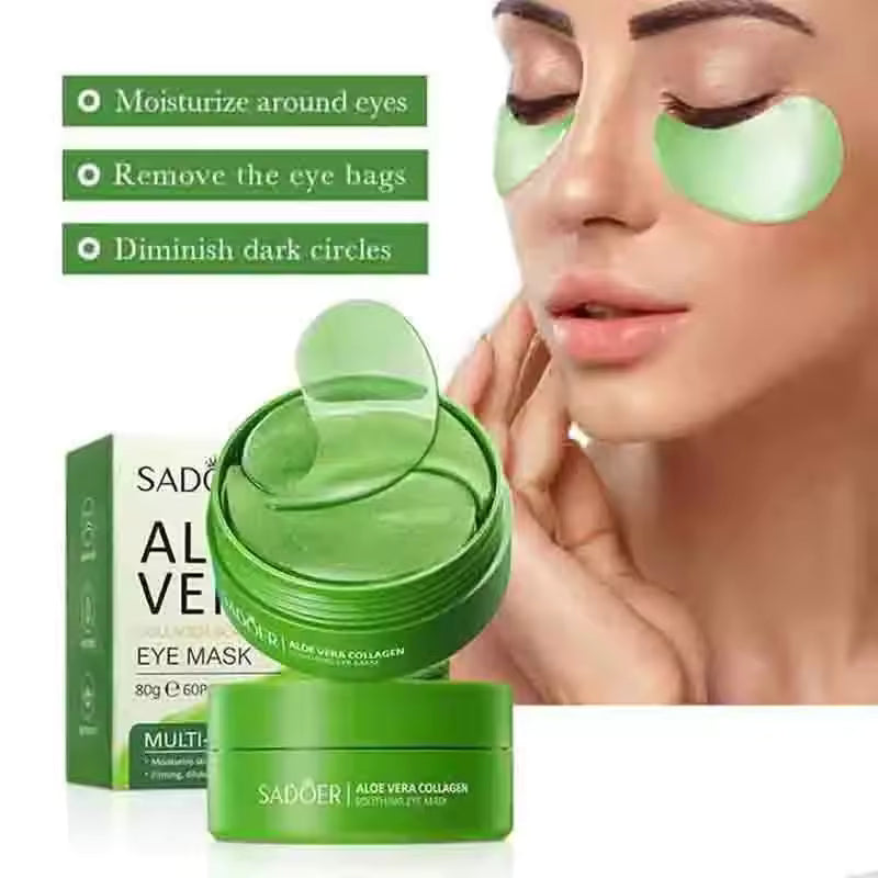 60pcs Aloe Vera Collagen Eye Mask — Anti Dark Circles, Eye Bags, Moisturizing & Anti-Wrinkle Eye Patches