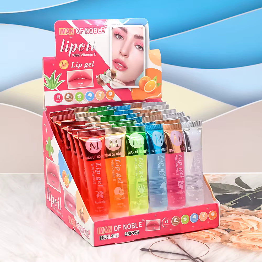 6Pcs Fruity Flavor Watery Glossy Lip Gloss Set – Hydrating Clear Lip Gel